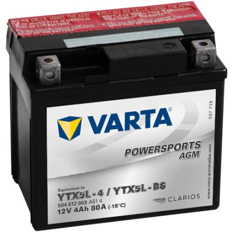 Varta 12V/4Ah motorkerékpár LF, YTX5L-4/YTX5L-BS Access DRR, TGB Bullet