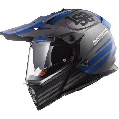LS2 MX436 Pioneer Off-Road Bukósisak Quarterback Matt Titánium Kék XS