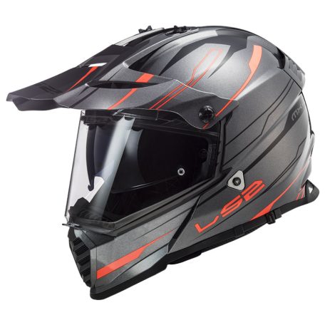 LS2 MX436 Pioneer Evo Knight Off-Road Bukósisak Titánium Narancs XXL