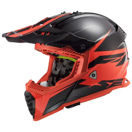LS2 MX437 Cross Bukósisak Fast Evo Roar Matt Fekete Piros XL
