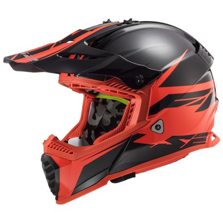 LS2 MX437 Cross Bukósisak Fast Evo Roar Matt Fekete Piros XS