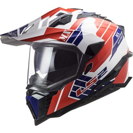 LS2 MX701 Explorer Atlantis Cross Bukósisak G.Fehér Piros Kék XXL