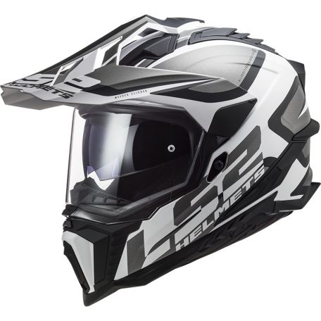 LS2 MX701 Explorer Alter Cross Bukósisak Matt Fekete Fehér XL