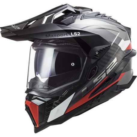 LS2 MX701 Explorer Cross Bukósisak C Frontier G.Titánium Piros S