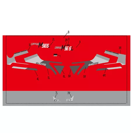TELJES matricakészlet - LINHAI LOGO (VÖRÖS MŰANYAG) M565Li