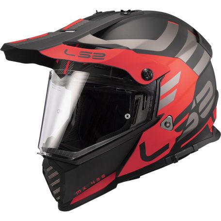 LS2 MX436 Pioneer Evo Adventurer Off-Road Bukósisak Matt Fekete Piros L