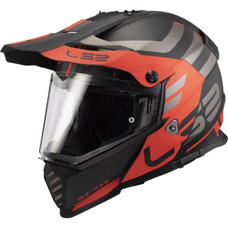 LS2 MX436 Pioneer Evo Adventurer Off-Road Bukósisak Matt Fekete Narancs XXL