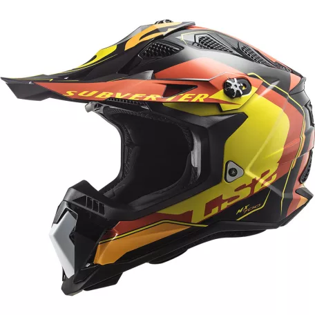 LS2 MX700 Cross Bukósisak Subverter Arched Fekete Sárga Piros XL