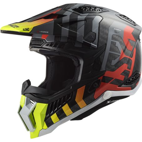 LS2 MX703 C Cross Bukósisak X-Force Barrier H-V Sárga Piros-06 XL