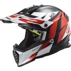 LS2 MX437 FAST EVO MINI STRIKE FEKETE FEHÉR PIROS