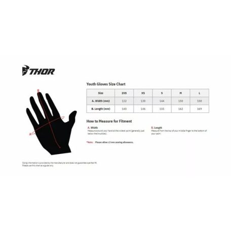 THOR GLOVE SPCTRM YTH BK LG gyerek motoros kesztyű