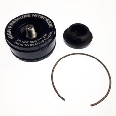   Reservoir End Sapka Assembly:(1.834 Bora)Al6061, Fekete Ano Ii, Laser Etch Warning, Threaded