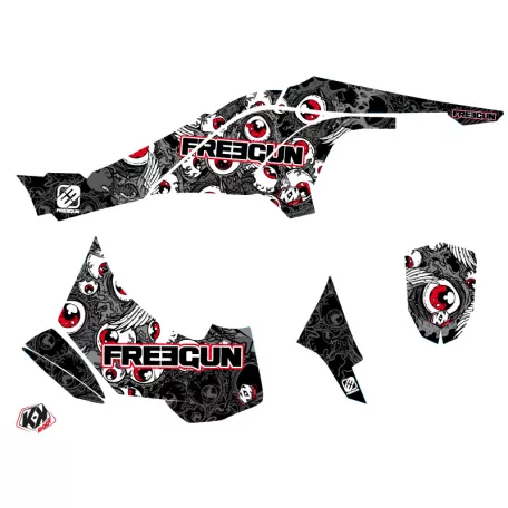 Karosszéria védő dekor matrica készlet Quad CAN-AM Freegun eyed Szürke/Piros Széria