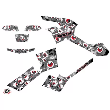 Karosszéria védő dekor matrica készlet Quad CAN-AM Freegun eyed Szürke/Piros Széria
