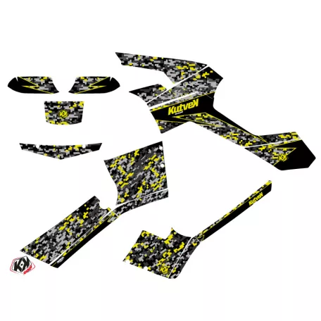 Karosszéria védő dekor matrica készlet Quad CAN-AM Predator Fekete/Szürke/Sárga Széria