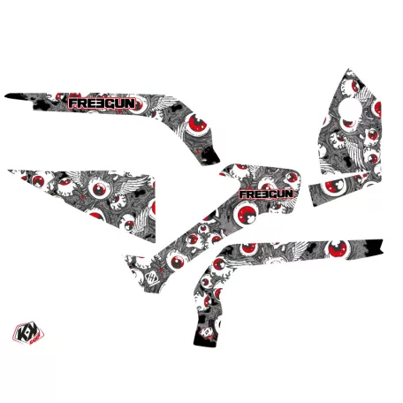 Karosszéria védő dekor matrica készlet Quad CAN-AM Freegun eyed Szürke/Piros Széria