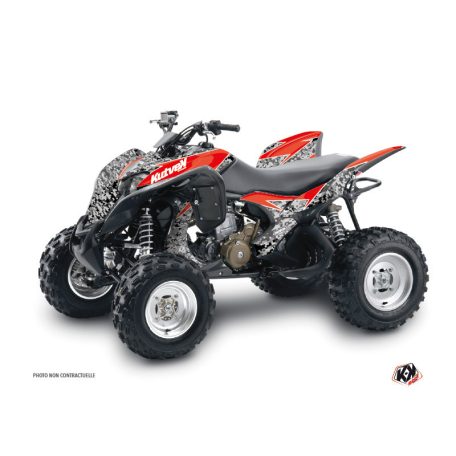 Karosszéria védő dekor matrica készlet Quad HONDA Predator Fekete/Piros Széria