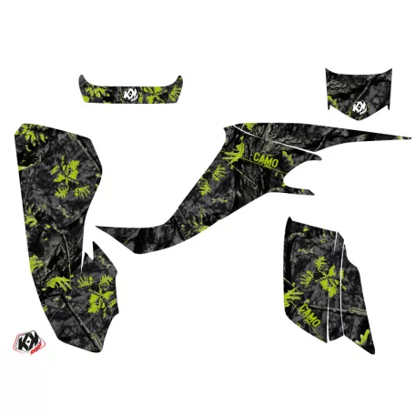 Karosszéria védő dekor matrica készlet Quad KAWASAKI Camo Fekete/Zöld Széria