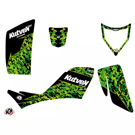 Karosszéria védő dekor matrica készlet Quad KAWASAKI Predator Fekete/Zöld Széria