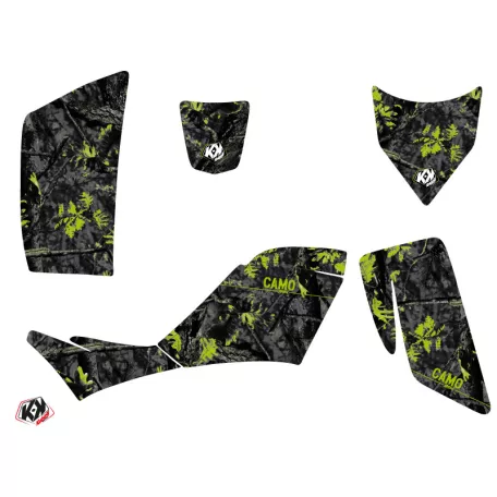 Karosszéria védő dekor matrica készlet Quad KAWASAKI Camo Fekete/Zöld Széria
