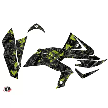 Karosszéria védő dekor matrica készlet Quad KAWASAKI Camo Fekete/Zöld Széria