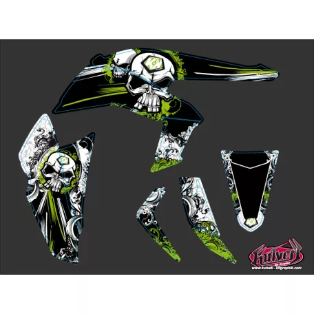 Karosszéria védő dekor matrica készlet Quad KAWASAKI Trash Fekete/Zöld Széria