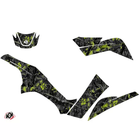 Karosszéria védő dekor matrica készlet Quad KAWASAKI Camo Fekete/Zöld Széria