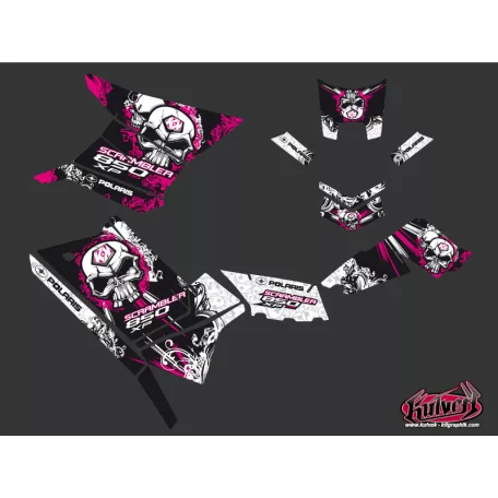 Karosszéria védő dekor matrica készlet Quad POLARIS Trash Fekete/Rózsaszín Széria