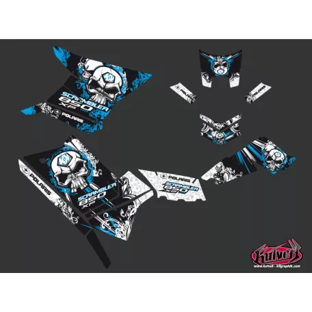 Karosszéria védő dekor matrica készlet Quad POLARIS Trash Fekete/Kék Széria