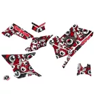 Karosszéria védő dekor matrica készlet Quad POLARIS Freegun eyed Piros/Szürke Széria