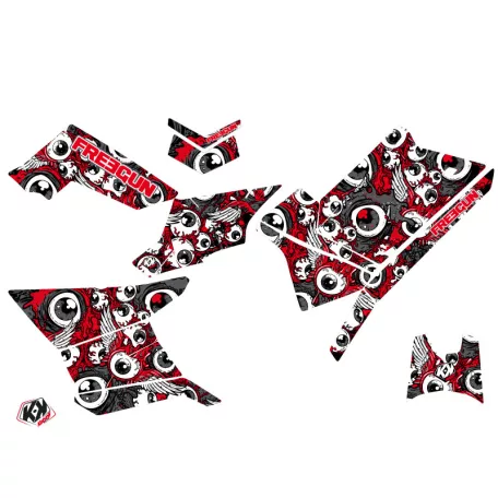 Karosszéria védő dekor matrica készlet Quad POLARIS Freegun eyed Piros/Szürke Széria