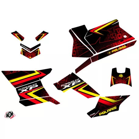 Karosszéria védő dekor matrica készlet Quad POLARIS Rock Piros/Sárga Széria
