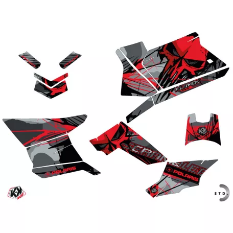 Karosszéria védő dekor matrica készlet Quad POLARIS Evil Szürke/Piros Széria