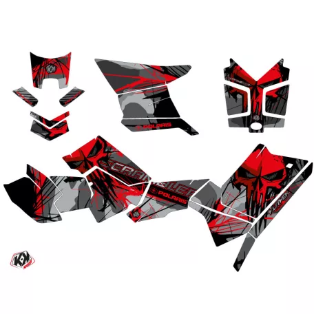 Karosszéria védő dekor matrica készlet Quad POLARIS Evil Szürke/Piros Széria