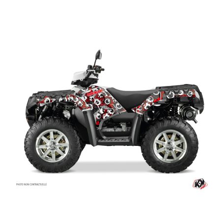 Karosszéria védő dekor matrica készlet Quad POLARIS Freegun eyed Piros/Szürke Széria