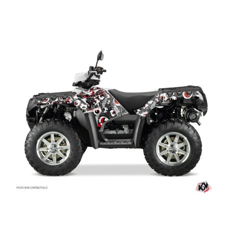 Karosszéria védő dekor matrica készlet Quad POLARIS Freegun eyed Szürke/Piros Széria