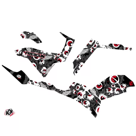 Karosszéria védő dekor matrica készlet Quad POLARIS Freegun eyed Szürke/Piros Széria