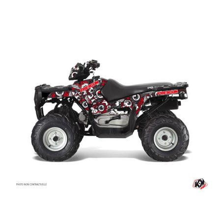 Karosszéria védő dekor matrica készlet Quad POLARIS Freegun eyed Piros/Szürke Széria