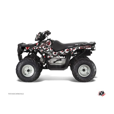 Karosszéria védő dekor matrica készlet Quad POLARIS Freegun eyed Szürke/Piros Széria