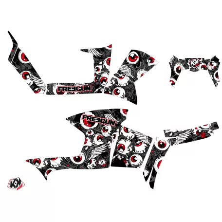 Karosszéria védő dekor matrica készlet Quad POLARIS Freegun eyed Szürke/Piros Széria