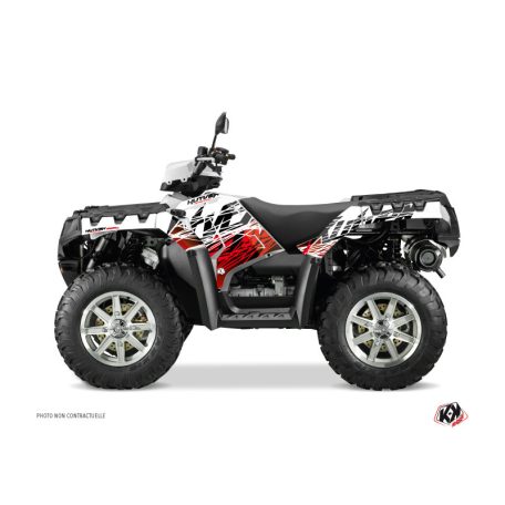 Karosszéria védő dekor matrica készlet Quad POLARIS Eraser Piros/Fehér Széria