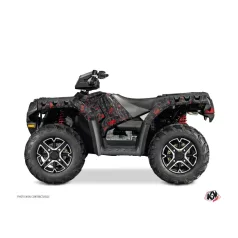   Karosszéria védő dekor matrica készlet Quad POLARIS Camo Fekete/Piros Széria