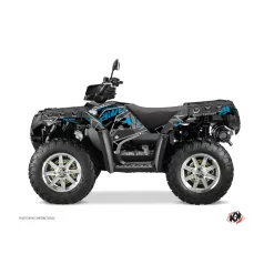   Karosszéria védő dekor matrica készlet Quad POLARIS Visor Fekete/Kék Széria