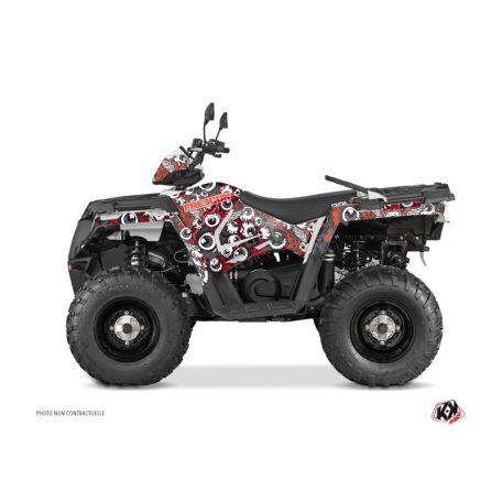 Karosszéria védő dekor matrica készlet Quad POLARIS Freegun eyed Piros/Szürke Széria