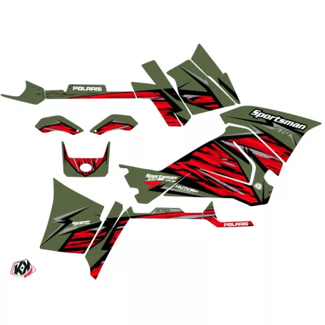 Karosszéria védő dekor matrica készlet Quad POLARIS Jungle Zöld/Piros Széria