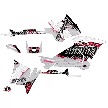 Karosszéria védő dekor matrica készlet Quad POLARIS Action Szürke/Piros Széria