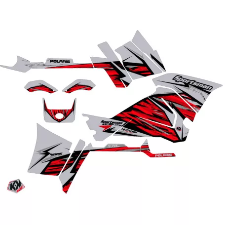 Karosszéria védő dekor matrica készlet Quad POLARIS Jungle Szürke/Piros Széria
