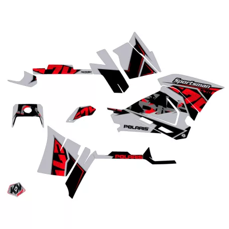 Karosszéria védő dekor matrica készlet Quad POLARIS Visor Szürke/Piros Széria