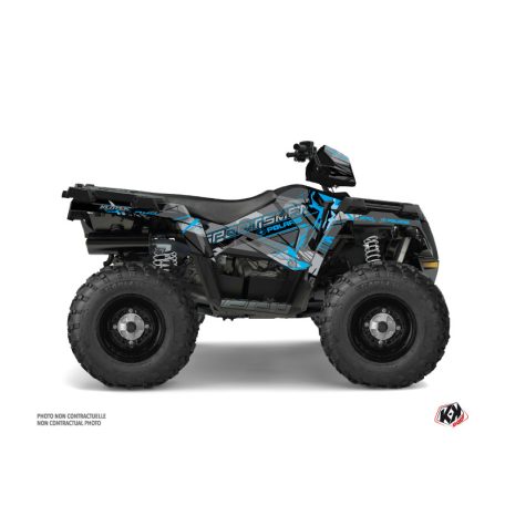 Karosszéria védő dekor matrica készlet Quad POLARIS Evil Szürke/Kék Széria