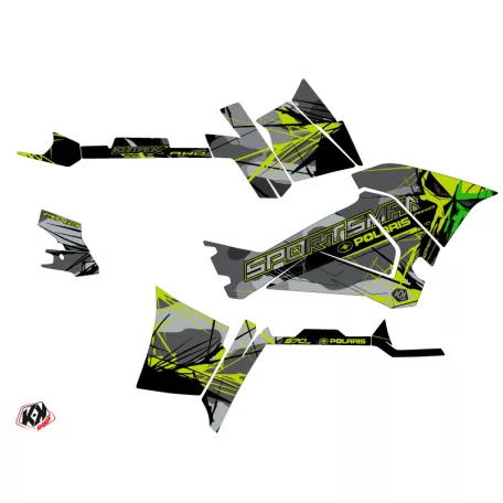 Karosszéria védő dekor matrica készlet Quad POLARIS Evil Szürke/Zöld Széria